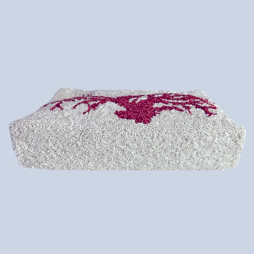 Moyna White and Red Beaded Clutch - Picture 4 of 12